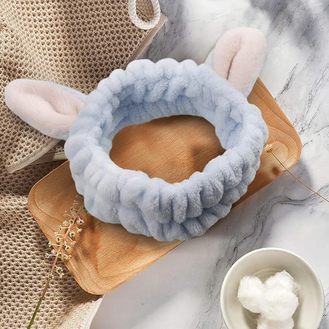 Diadema de maquillaje de conejito esponjoso (3 piezas)