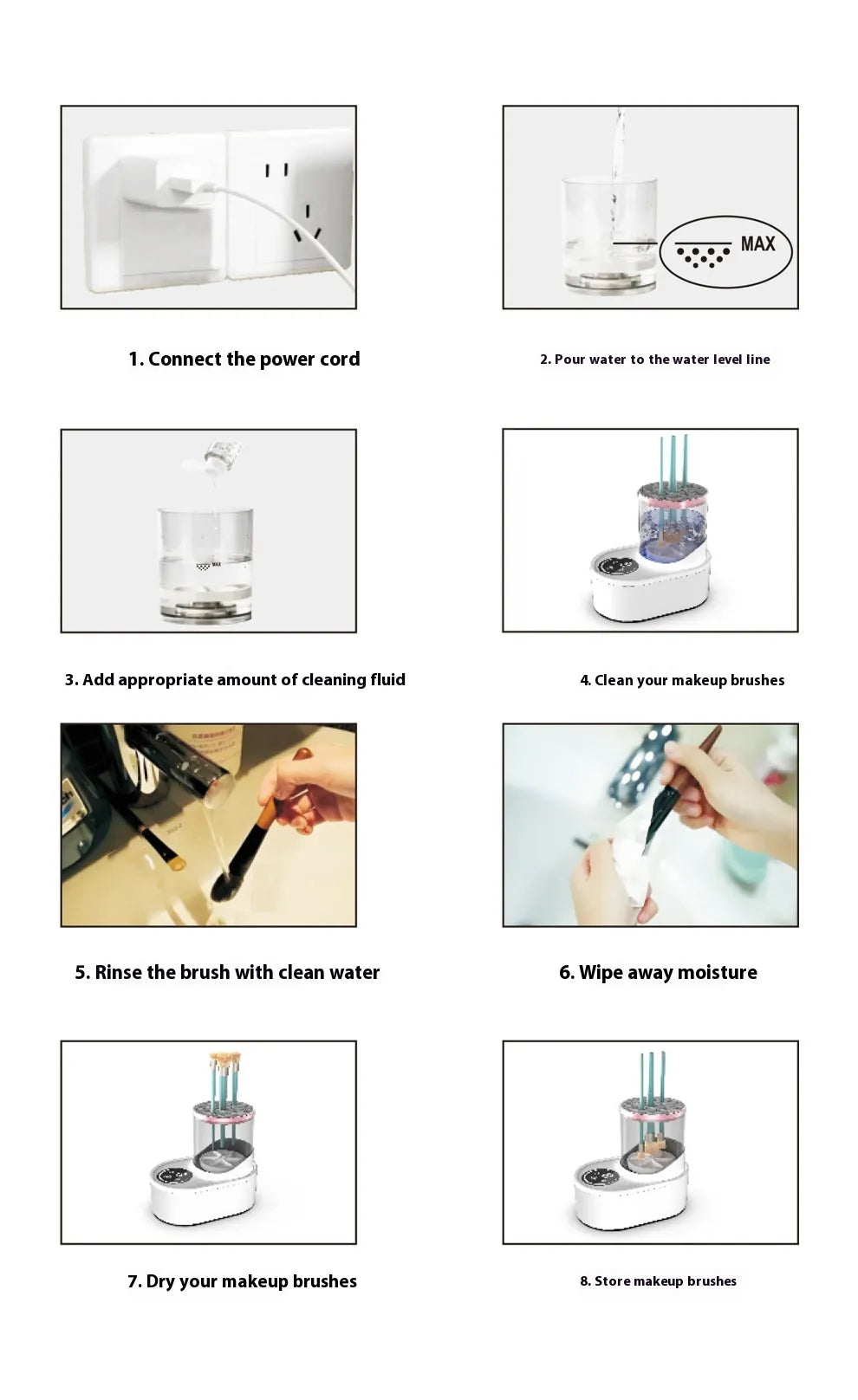 Limpiador y secador de brochas de maquillaje eléctrico 