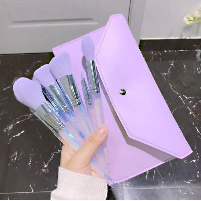Juego de brochas de maquillaje moradas (10 piezas)
